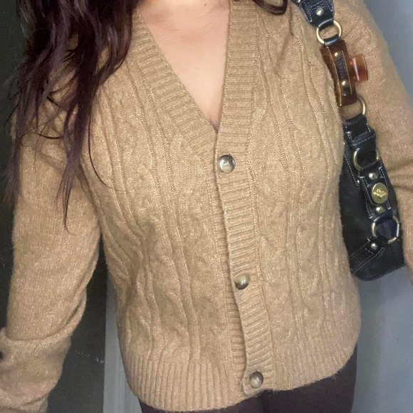 Vintage Inspired Olivia Sky camel Knit Cardigan‎ - Picture 2 of 6